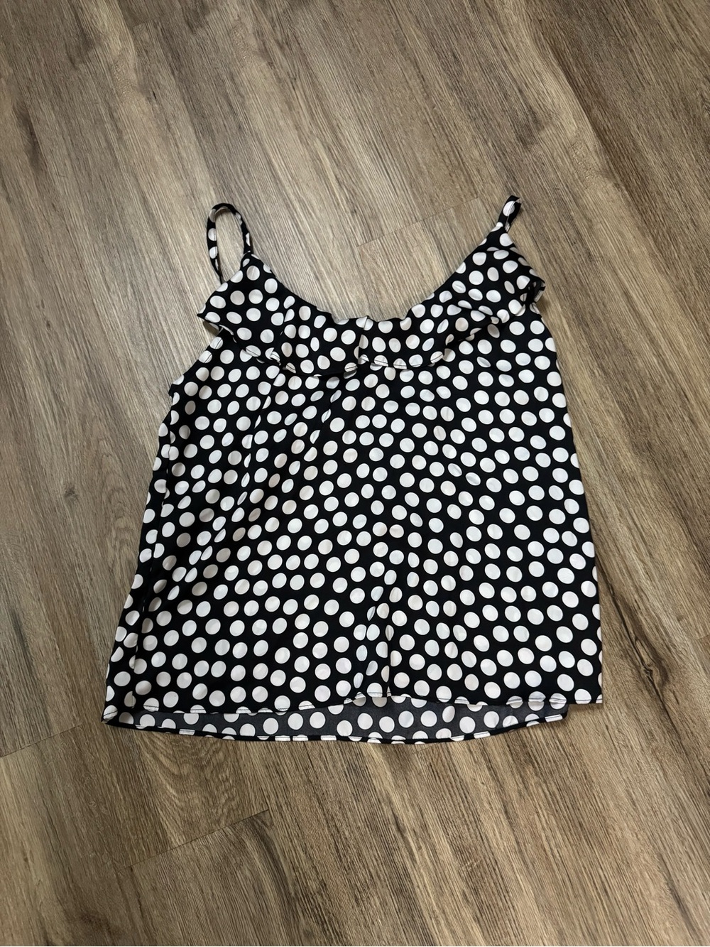 Macy's Black & White Polka Dot Ruffle Cami